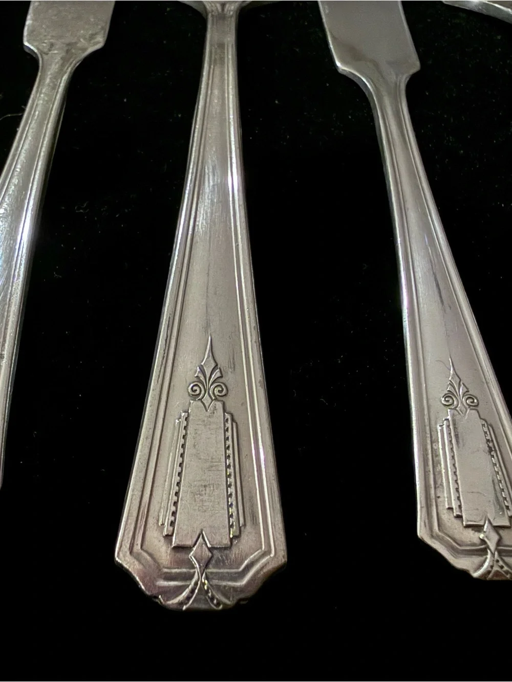 1935 Shelton Silver-plate Salad Fork and Knife set designed by Wm. A. Rogers